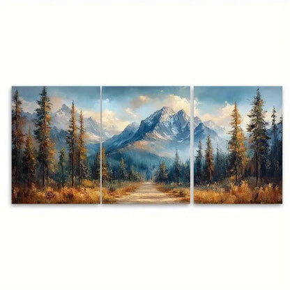 3pcs Yosemite Painting Pine Trees WQ Wall Art Set Canvas Framed 60x90cm - High Quality Print 100% Australian Made Wall Canvas Ready to Hang - Bella Home Decor