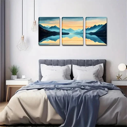 3pcs Verdant Hillside Romantic Style  Wall Art Set Canvas Unframed - High Quality Print 100% Australian Made Wall Canvas