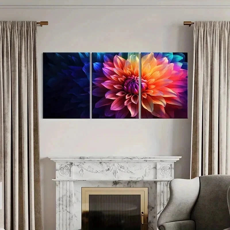 3pcs Abstract Colorful Flower Painting Wall Art Set Canvas Framed 60x90cm - High Quality Print 100% Australian Made Wall Canvas Ready to Hang - Bella Home Decor