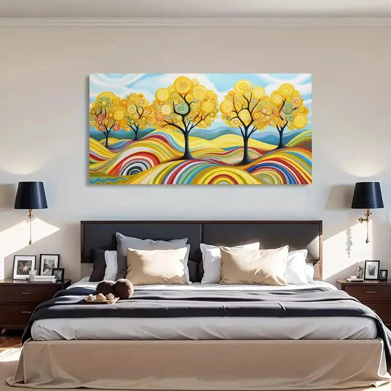 Vibrant Trees Spiral Artwork Wall Art Canvas Office Home Room Framed 120x60cm - Bella Home Decor
