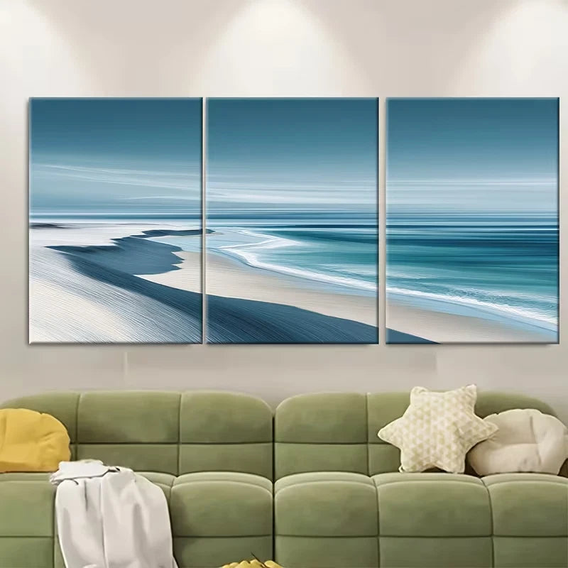 3pcs Beach Print, Serene Coastal Print, Seascape Metal Print Ready to Hang Art - Bella Home Decor