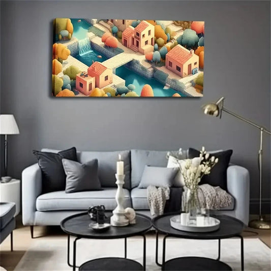 Modern Minimalist Abstract Wall Art Canvas Office Home Room Framed 120x60cm