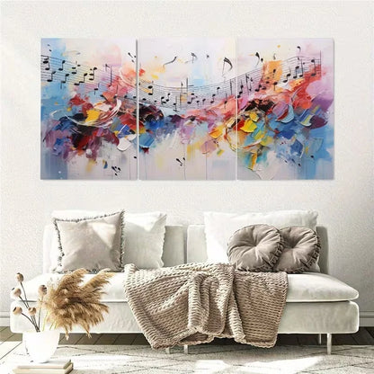 3pcs Modern Abstract Colorful Music Notes Wall Art Set Canvas Framed 50x70cm - High Quality Print 100% Australian Made Wall Canvas Ready to Hang