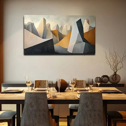 Modern Geometric Mountain Wall Art Canvas Office Home Room Framed 120x60cm