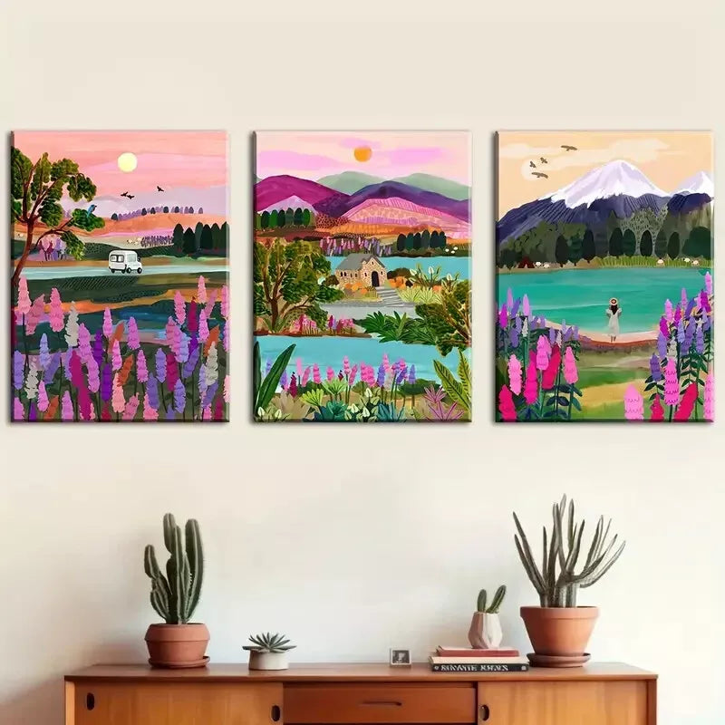 3pcs Artistic Landscape Abstract Canvas Framed 40x60cm - High Quality Print 100% Australian Made Wall Canvas Ready to Hang - Bella Home Decor