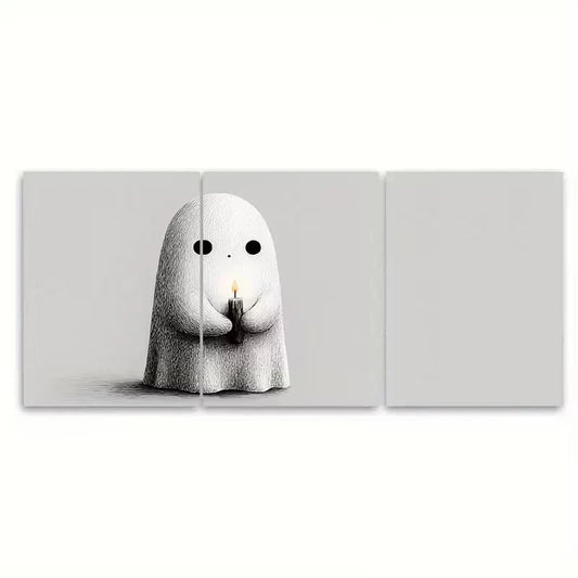 3pcs Cute Halloween Art Print Wall Art Set Canvas Framed 50x70cm - High Quality Print 100% Australian Made Wall Canvas Ready to Hang