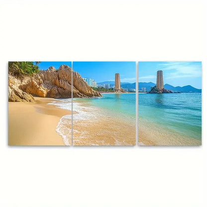 3pcs Acapulco Vibrant Beach Scenes RI Wall Art Set Canvas Framed 50x70cm - High Quality Print 100% Australian Made Wall Canvas Ready to Hang - Bella Home Decor
