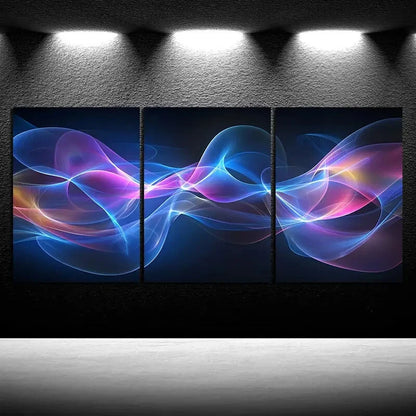 3pcs Beautiful Lines Purple Themed Metal Print Ready to Hang Art - Bella Home Decor