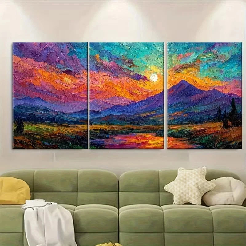 3pcs Mountain River Landscape Wall Art Set Canvas Framed 60x90cm – High Quality Print 100% Australian Made Wall Canvas Ready to Hang