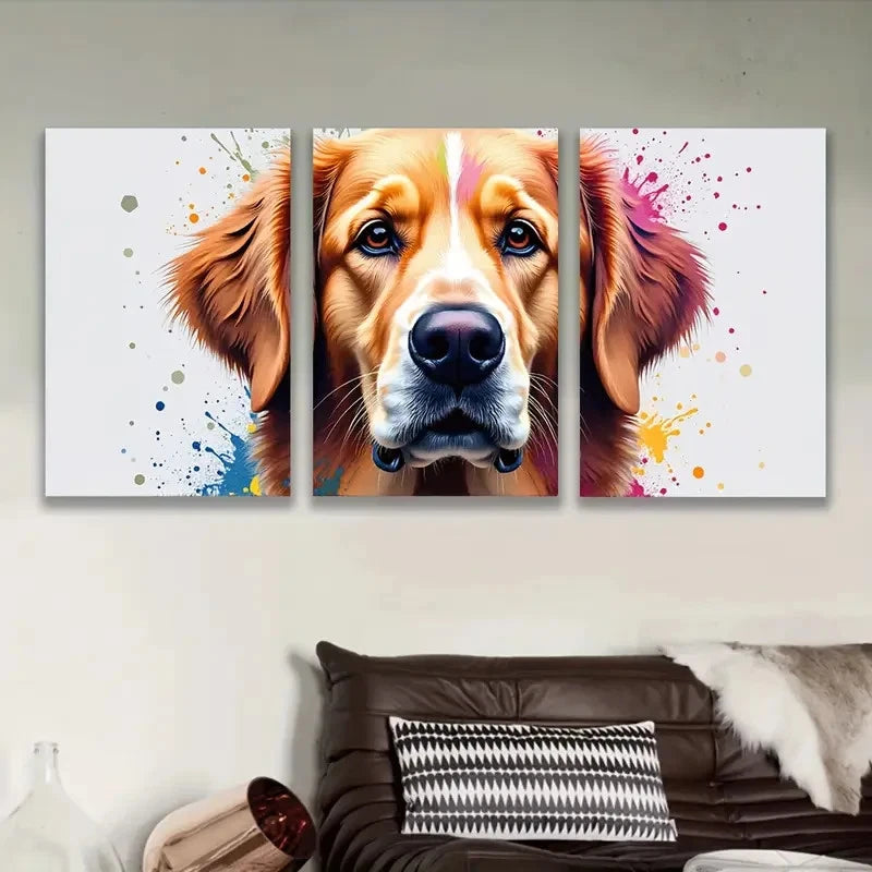 3pcs Golden Retriever Dog Wall Art Set Canvas Framed 60x90cm - High Quality Print 100% Australian Made Wall Canvas Ready to Hang - Bella Home Decor
