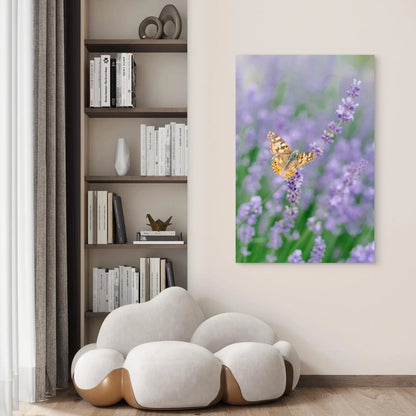 Butterfly Drinks Nectar Lavender Flower 60x90cm Metal Print Ready to Hang