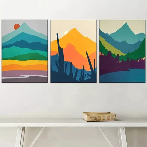 3pcs Modern Fashion Natural Mountain Landscape Canvas Unframed - High Quality Print 100% Australian Made Wall Canvas