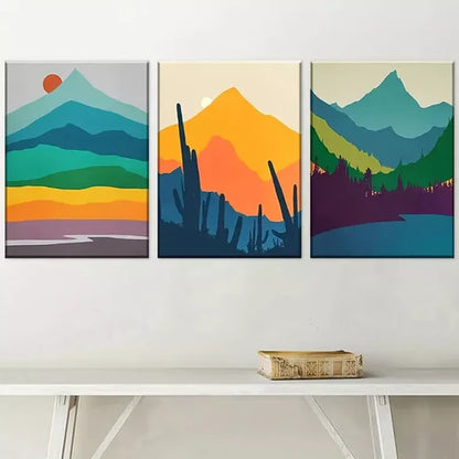 3pcs Modern Fashion Natural Mountain Landscape Canvas Unframed - High Quality Print 100% Australian Made Wall Canvas