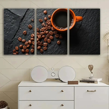 3pcs Coffee Beans And Cup Artwork Wall Art Set Canvas Framed 50x70cm - High Quality Print 100% Australian Made Wall Canvas Ready to Hang - Bella Home Decor