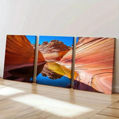 3pcs Wave Rocky Canyon Arizona Landscape Wall Art Set Canvas Framed 60x90cm - High Quality Print 100% Australian Made Wall Canvas Ready to Hang