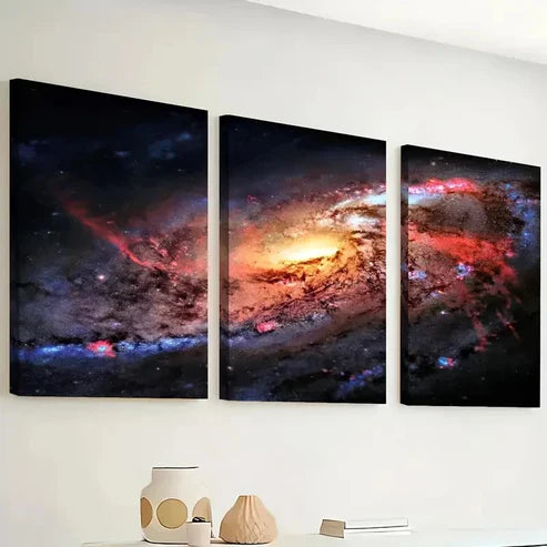 3pcs Galaxy Outer Space Cosmic Wall Art Set Canvas Unframed - High Quality Print 100% Australian Made Wall Canvas - Bella Home Decor