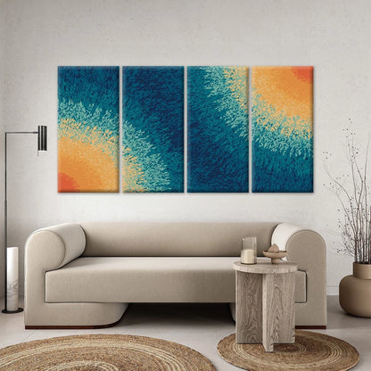 4pcs Modern Abstract Textured Blue and Orange Wall Art Canvas Framed 45x80cm - High Quality Print 100% Australian Made Wall Canvas Ready to Hang