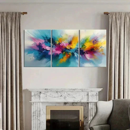 3pcs Colorful Palette Dynamic Composition Wall Art Canvas Unframed - High Quality Print 100% Australian Made Wall Canvas - Bella Home Decor