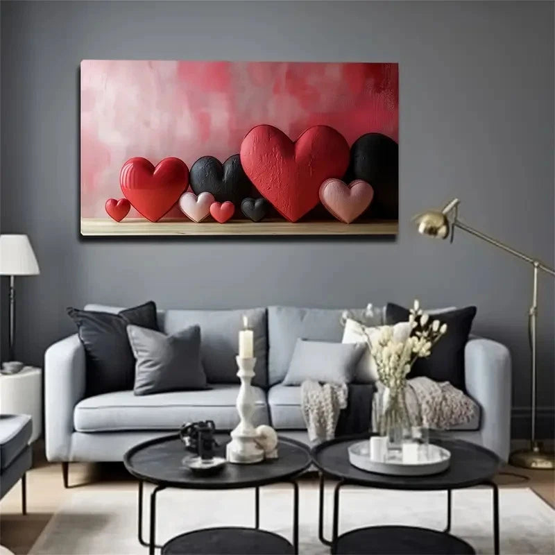 Multi-Color Heart Design Decor Wall Art Canvas Office Home Room Framed 120x60cm