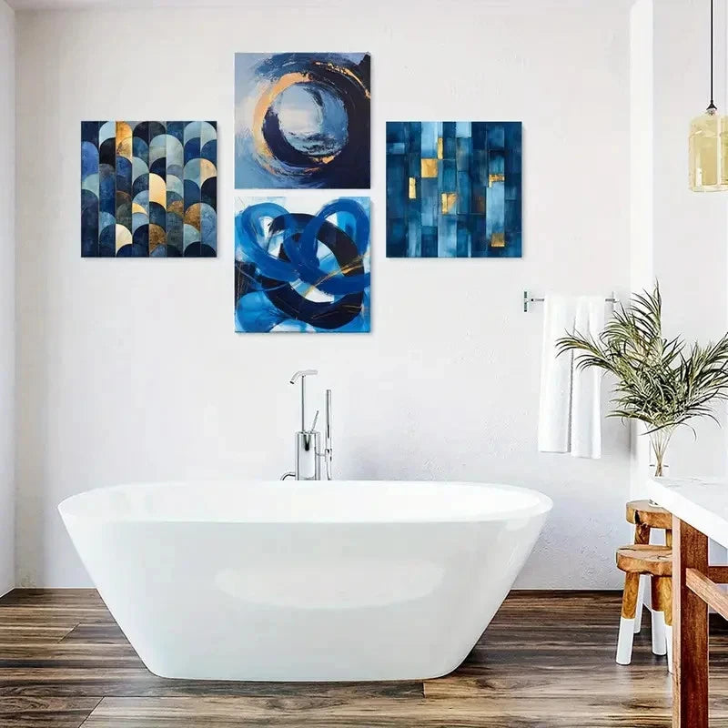 4pcs Abstract Swirl Canvas Wall Art Prints Wall Art Canvas Framed