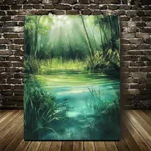Serene Green Landscape with Misty Sunlight 40x60cm Metal Print Ready to Hang - Bella Home Decor
