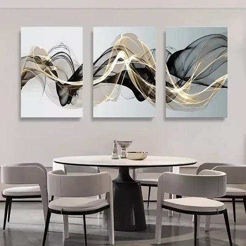 3pcs Abstract Ribbon Painting Wall Art Set Canvas Unframed - High Quality Print 100% Australian Made Wall Canvas