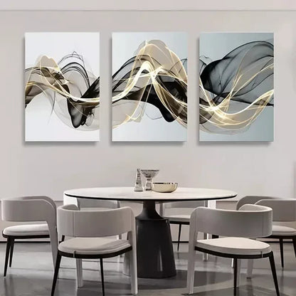 3pcs Abstract Ribbon Painting Wall Art Set Canvas Unframed - High Quality Print 100% Australian Made Wall Canvas