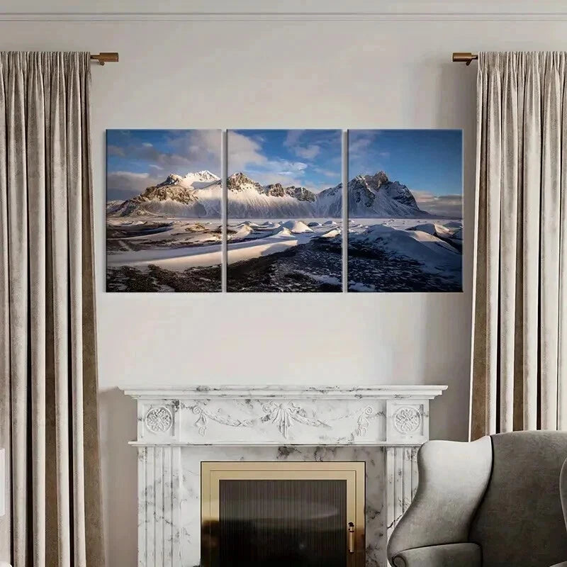 3pcs Snow Mountains Natural Landscape Wall Art Set Canvas Framed 60x90cm - High Quality Print 100% Australian Made Wall Canvas Ready to Hang - Bella Home Decor