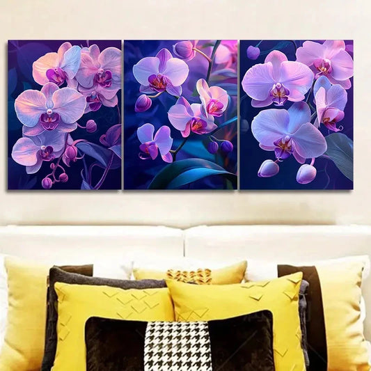 3pcs A beautiful orchid Wall Art Set Canvas Framed 60x90cm - High Quality Print 100% Australian Made Wall Canvas Ready to Hang