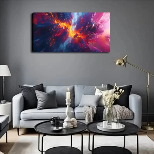 Modern Minimalist Vibrant Wall Art Canvas Office Home Room Framed 120x60cm