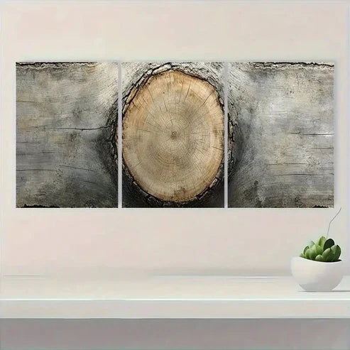 3pcs Oak Wood Forest Tree Ring Wall Art Canvas Unframed - High Quality Print 100% Australian Made Wall Canvas - Bella Home Decor