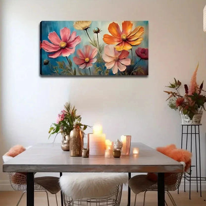Featuring Cosmos Flowers Blooms Wall Art Canvas Office Home Room Framed 120x60cm - Bella Home Decor