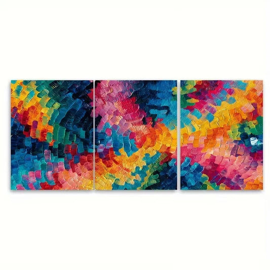 3pcs Bright Wall Art Colorful Abstract Painting Wall Art Set Canvas Framed 60x90cm - High Quality Print 100% Australian Made Wall Canvas Ready to Hang