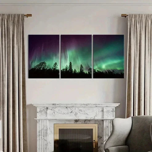 3pcs Forest & Aurora Nordic Landscape Wall Art Wall Art Canvas Unframed - High Quality Print 100% Australian Made Wall Canvas - Bella Home Decor