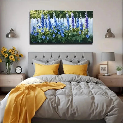 Vibrant Blue Purple Hydrangea Wall Art Canvas Office Home Room Framed 120x60cm