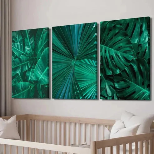 3pcs Tropical Banana Palm & Monstera Leaves Wall Art Canvas Unframed - High Quality Print 100% Australian Made Wall Canvas