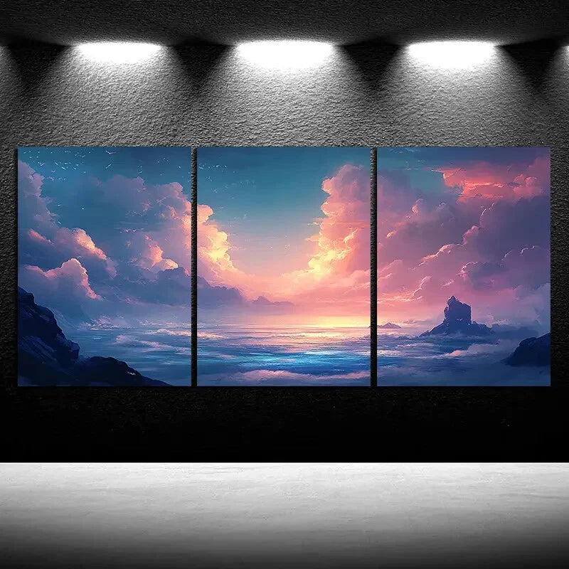 3pcs Featuring Beautiful Designs Under The Code Metal Print Ready to Hang Art - Bella Home Decor