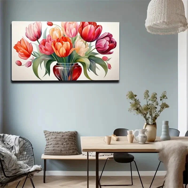 Elegant Rich Tulips Popular Wall Art Canvas Office Home Room Framed 120x60cm