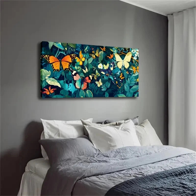Dark Green Leaves Surrounded Wall Art Canvas Office Home Room Framed 120x60cm - Bella Home Decor