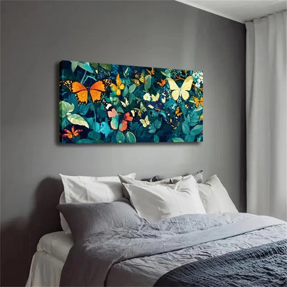 Dark Green Leaves Surrounded Wall Art Canvas Office Home Room Framed 120x60cm - Bella Home Decor