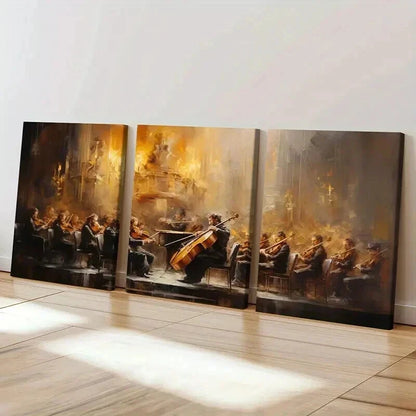 3pcs Symphony Orchestra Performance Wall Art Set Canvas Framed 50x70cm - High Quality Print 100% Australian Made Wall Canvas Ready to Hang - Bella Home Decor