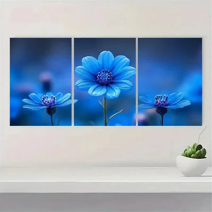 3pcs Cornflower Flower Painting CF Wall Art Set Canvas Unframed - High Quality Print 100% Australian Made Wall Canvas