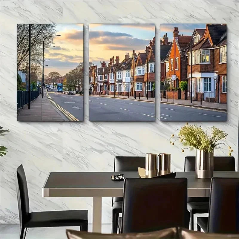 3pcs Vibrant England Travel Posters Perfect Wall Art Set Canvas Framed 50x70cm - High Quality Print 100% Australian Made Wall Canvas Ready to Hang