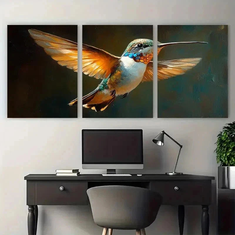 3pcs Colorful Feathers & Dynamic Flight Perfect Wall Art Set Canvas Framed 50x70cm - High Quality Print 100% Australian Made Wall Canvas Ready to Hang - Bella Home Decor