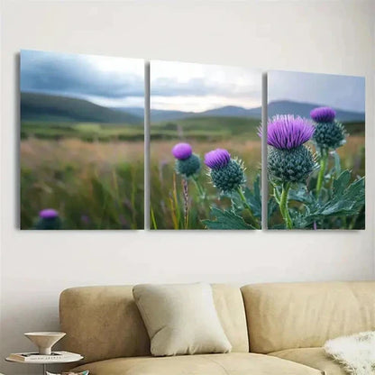 3pcs Vibrant Purple & Green Nature Scene Wall Art Set Canvas Unframed - High Quality Print 100% Australian Made Wall Canvas - Bella Home Decor