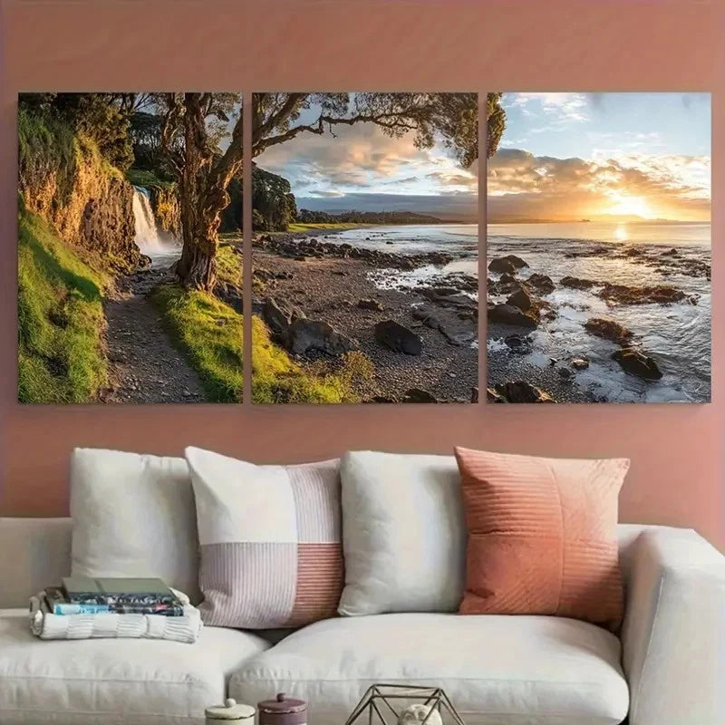3pcs Falls Park Scenic Views Waterfall Prefect Wall Art Set Canvas Framed 40x60cm - High Quality Print 100% Australian Made Wall Canvas Ready to Hang