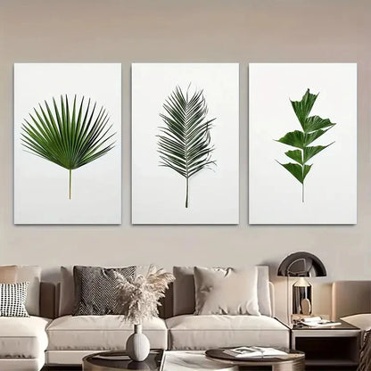 3pcs Tropical Palm Green Leaf Botanical Metal Print Ready to Hang Art - Bella Home Decor