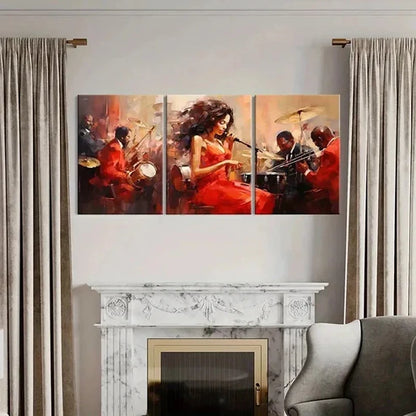 3pcs Watercolor Design of a Female Singer Wall Art Set Canvas Unframed - High Quality Print 100% Australian Made Wall Canvas