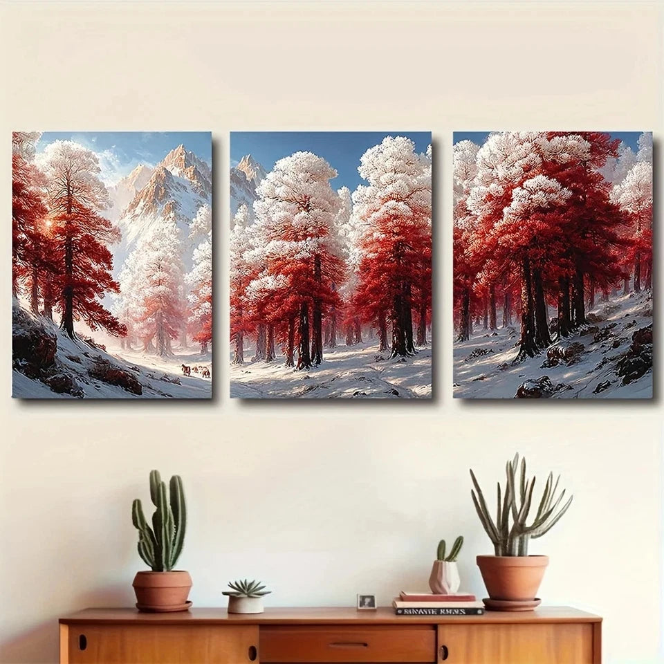 3pcs Sunlight Snow Crystal White Frost Metal Print Ready to Hang Art - Bella Home Decor