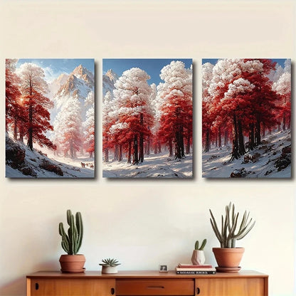 3pcs Sunlight Snow Crystal White Frost Metal Print Ready to Hang Art - Bella Home Decor